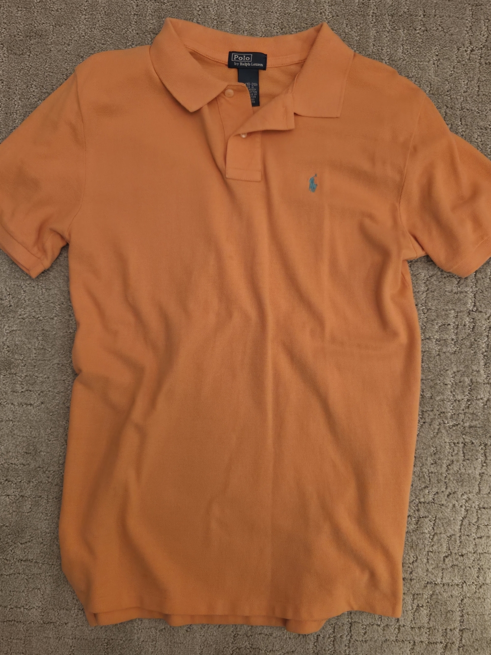 Polo Ralph Lauren Orange Short Sleeve Polo Shirt Boys XL 18-20 Fits Mens S